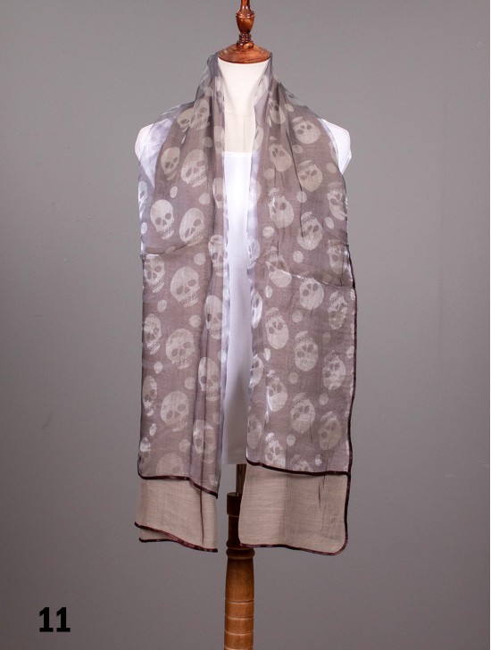 2 LAYERS, SKULL PRINT SCARF